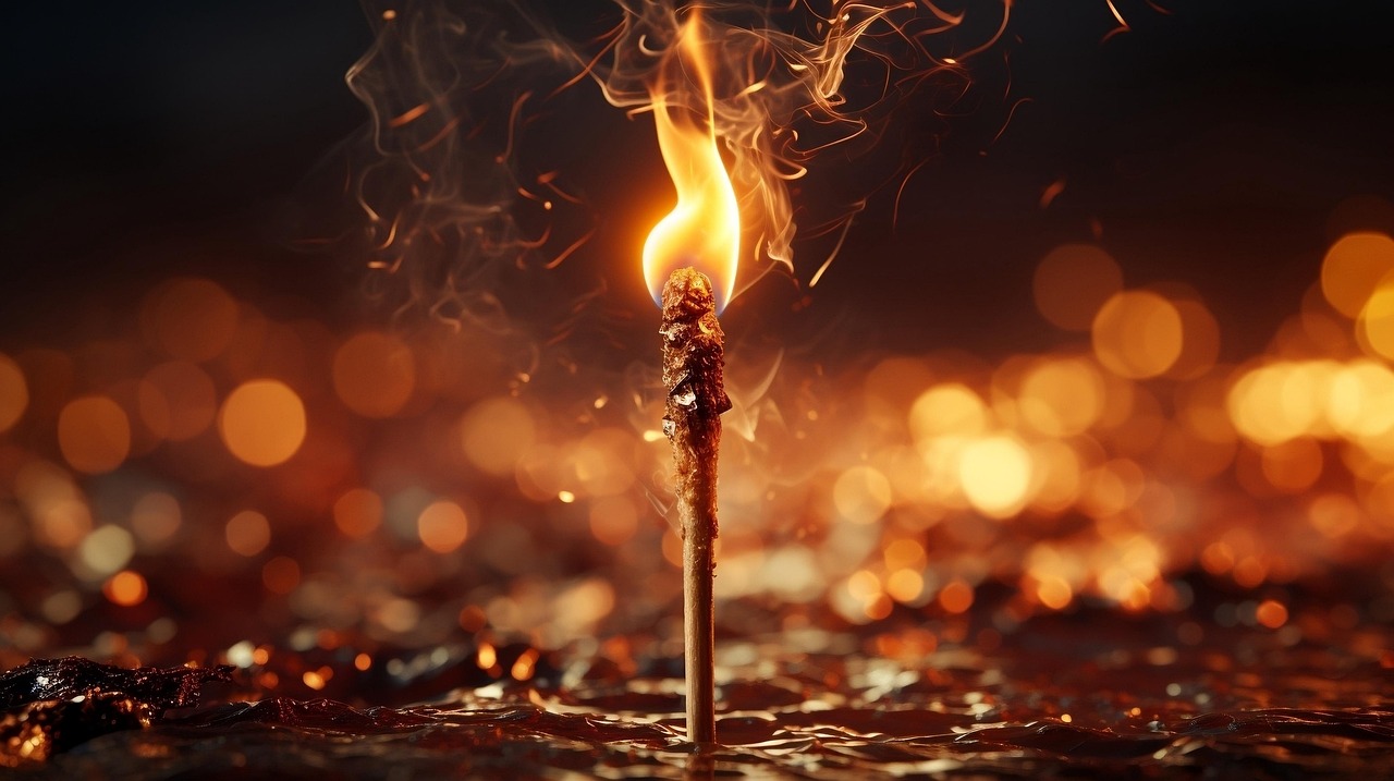 ai generated, fire, matchstick, flame, candle, light, burn, match, burning, heat, energy